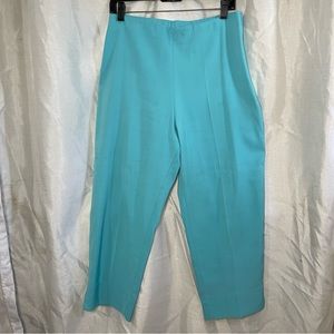 Lauren Vidal French Turquoise Blue Straight Leg Cropped Dress Pants